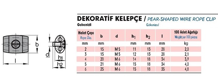 DEKORATİF ÇELİK HALAT KLEMENSİ
